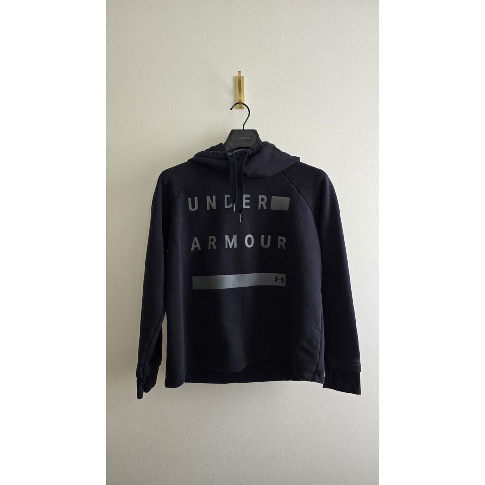 Under Armour Black Hoodie Men's Pullover‎ Fleece Logo Athletic Sweatshirt Size M